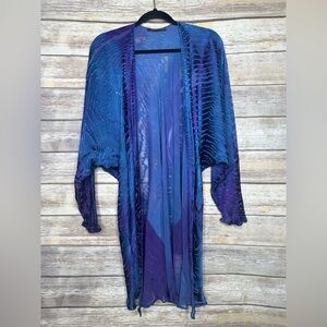 Carter & Teri purple Shibori silk designer jacket one size